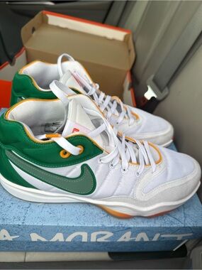 Nike White, Green and Orange Mid-Top Sneakers